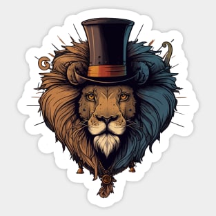 Lion wearing top hat Sticker